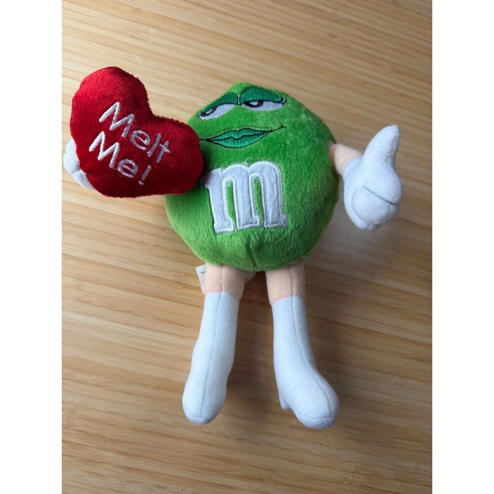 M&M's Green‎ Plush "Melt Me!" Valentine Candy Character 8" Stuffed Toy